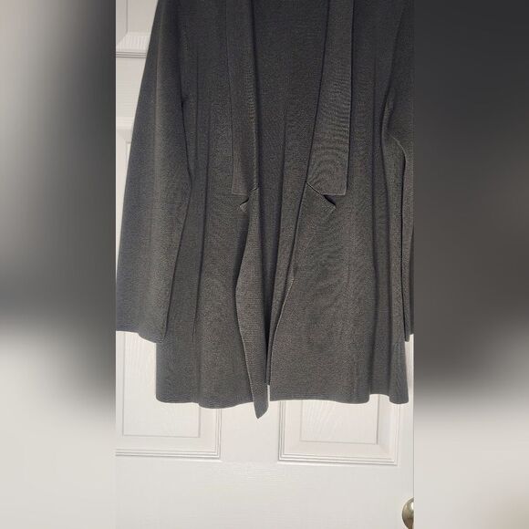 Eileen Fisher L Seaweed Green Lslv SILK ORGANIC COTTON Women's Opened Cardigan - Picture 3 of 8